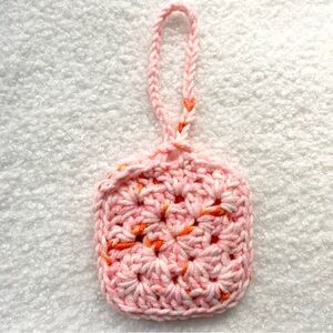 Crocheted AirPod Case Pouch Pink and Orange